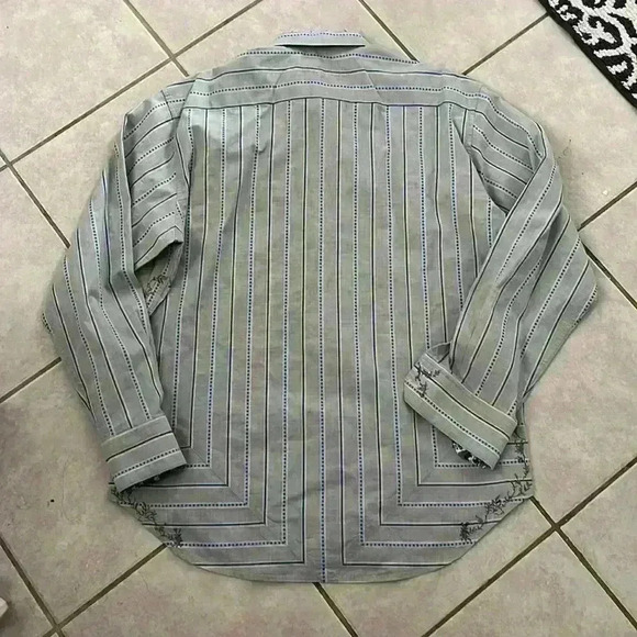 Robert Graham Gray/Blue stripped colorful Button Down Shirt sz large L - Picture 4 of 11
